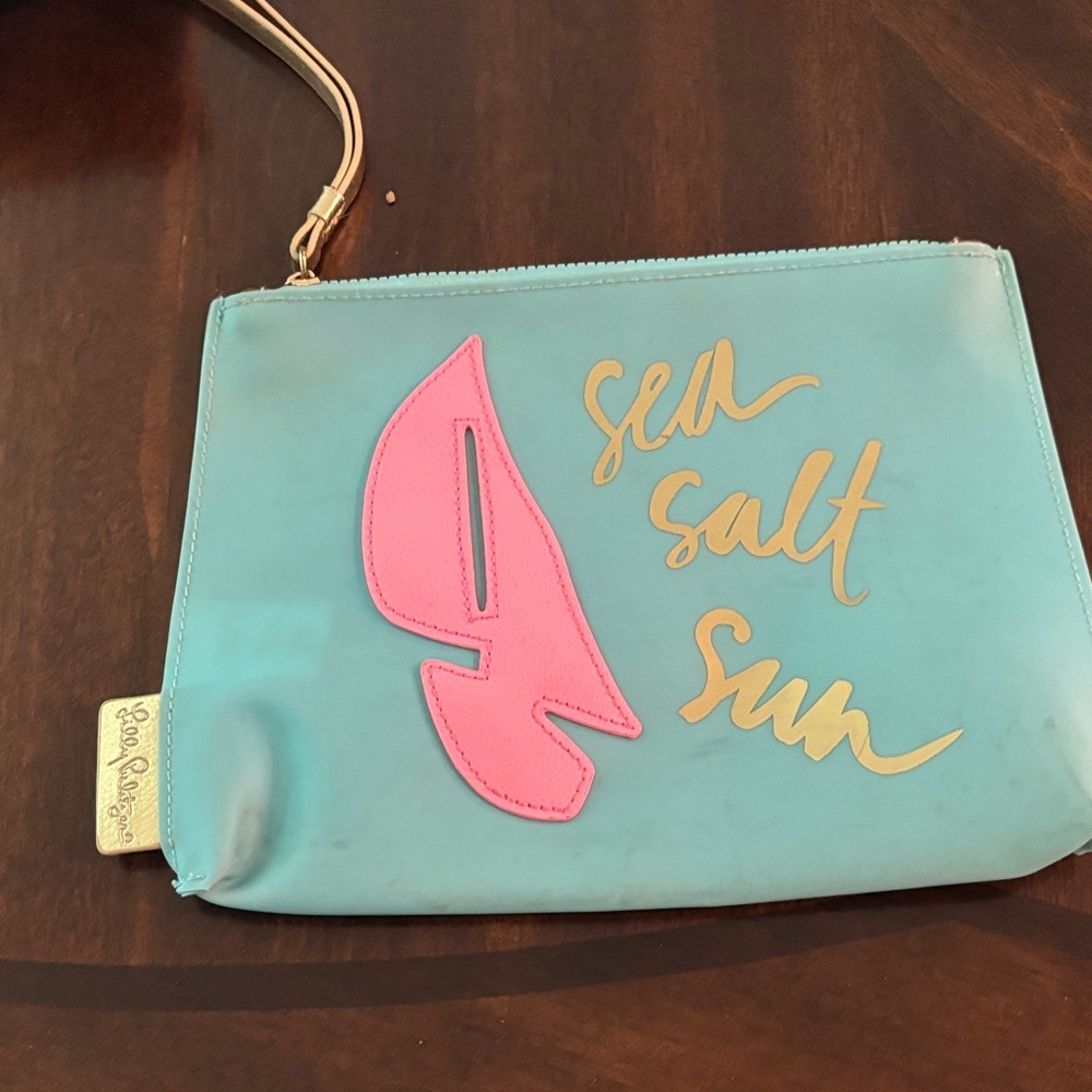 Lilly Pulitzer Aqua and Pink Wristlet